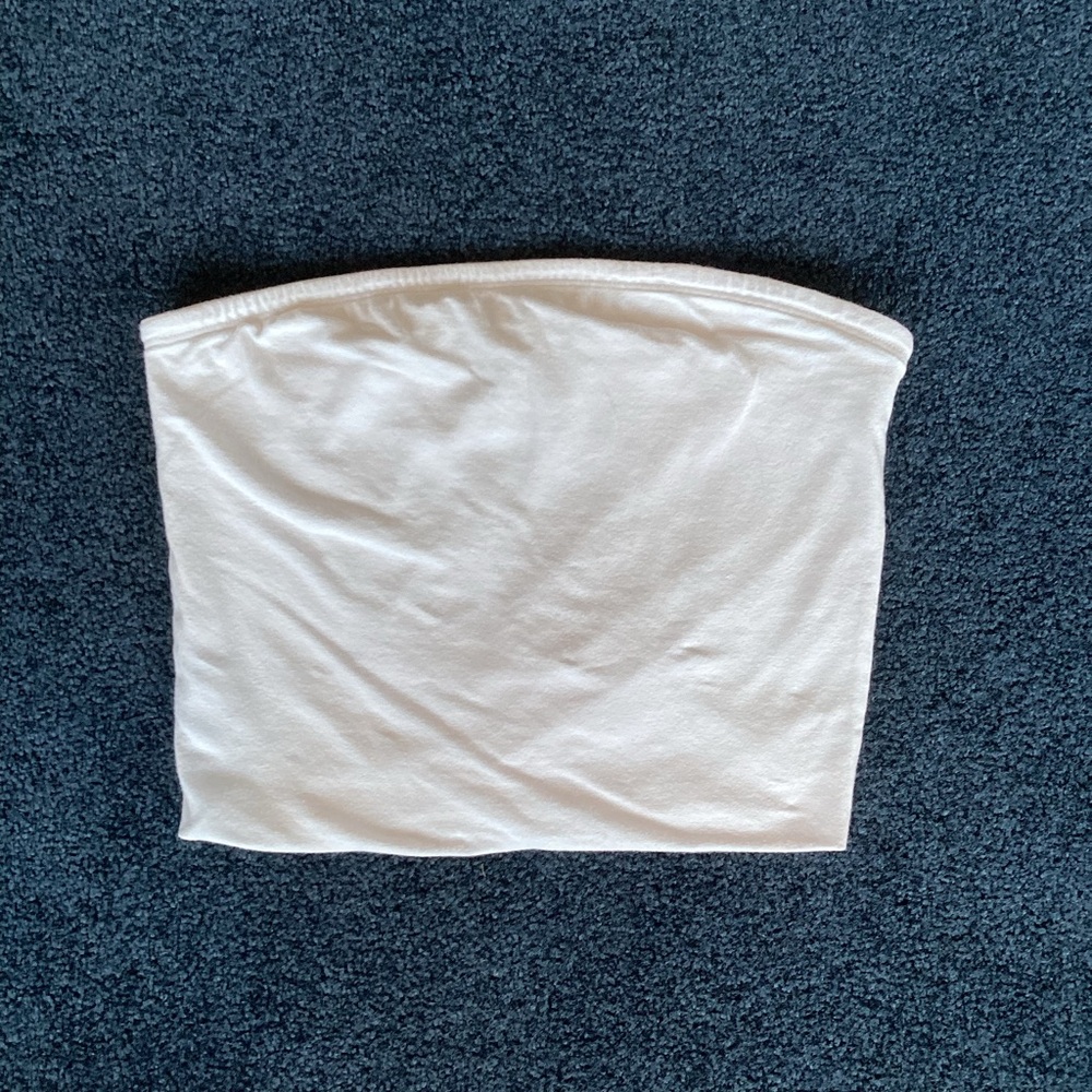White Strapless Crop Top - Small